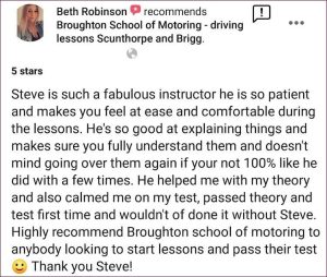 Review of driving lessons in Scunthorpe