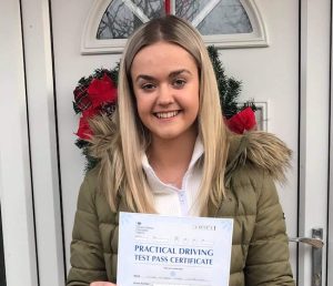 Amber passed her driving test in Scunthorpe