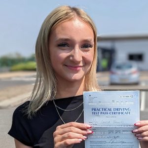 Amelia passed her test in Scunthorpe