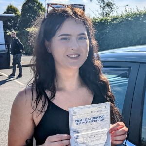 Angel passed her driving test in Scunthorpe with the Broughton School of Motoring