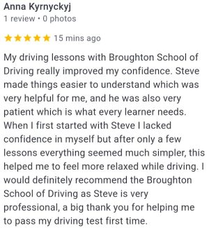 Anna's review of her driving lessons