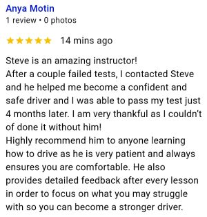 Review of driving lessons given by Steve Watson, Broughton School of Motoring