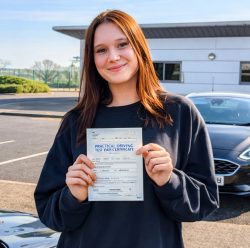 Caisey passed her test in Scunthorpe