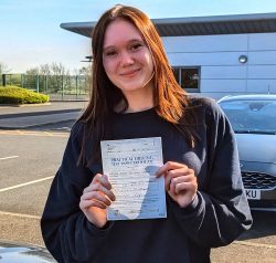 Caisey passed her test in Scunthorpe