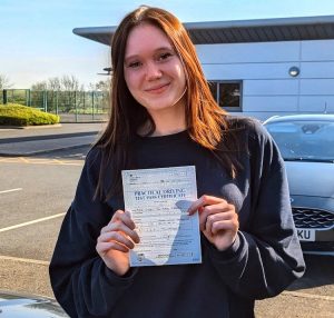 Caisey passed her test in Scunthorpe