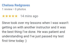 Chelsea's review of her driving instructor