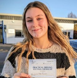 Ella passed her driving test in Scunthorpe
