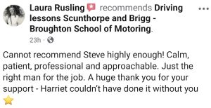 Review of driving lessons given by the Broughton School of Motoring in Brigg
