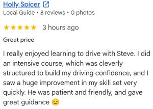 Holly's review of her driving lessons with the Broughton School of Motoring