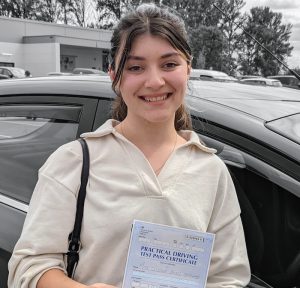 Jess passed her driving test first time