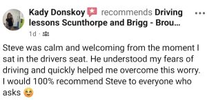 Steve was calm and welcoming from the moment I sat in the driver's seat. He understood my fears of driving and quickly helped me to overcome this worry. I would 100% recommend Steve!