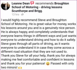 Review Broughton School of Motoring in Scunthorpe