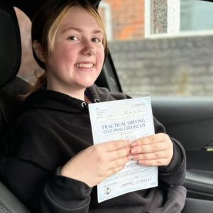 I taught Madison until I had to stop teaching for six months to have an operation. Today she passed first time with the Evolve Driving Academy. Well done to both!