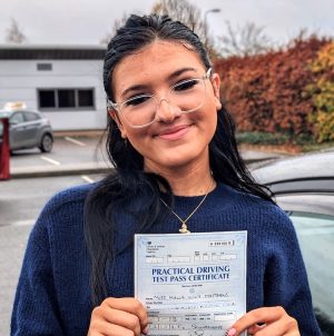 Malia passed her driving test in Scunthorpe