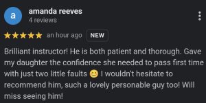 Sofia review of her driving lessons with the Broughton School of Motoring